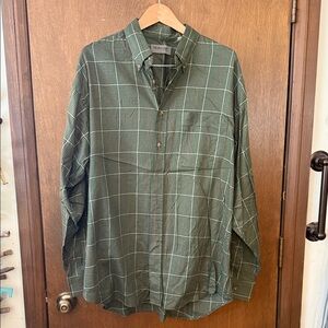 Thomas Bros. Green Windowpane Button-Down Dress Shirt